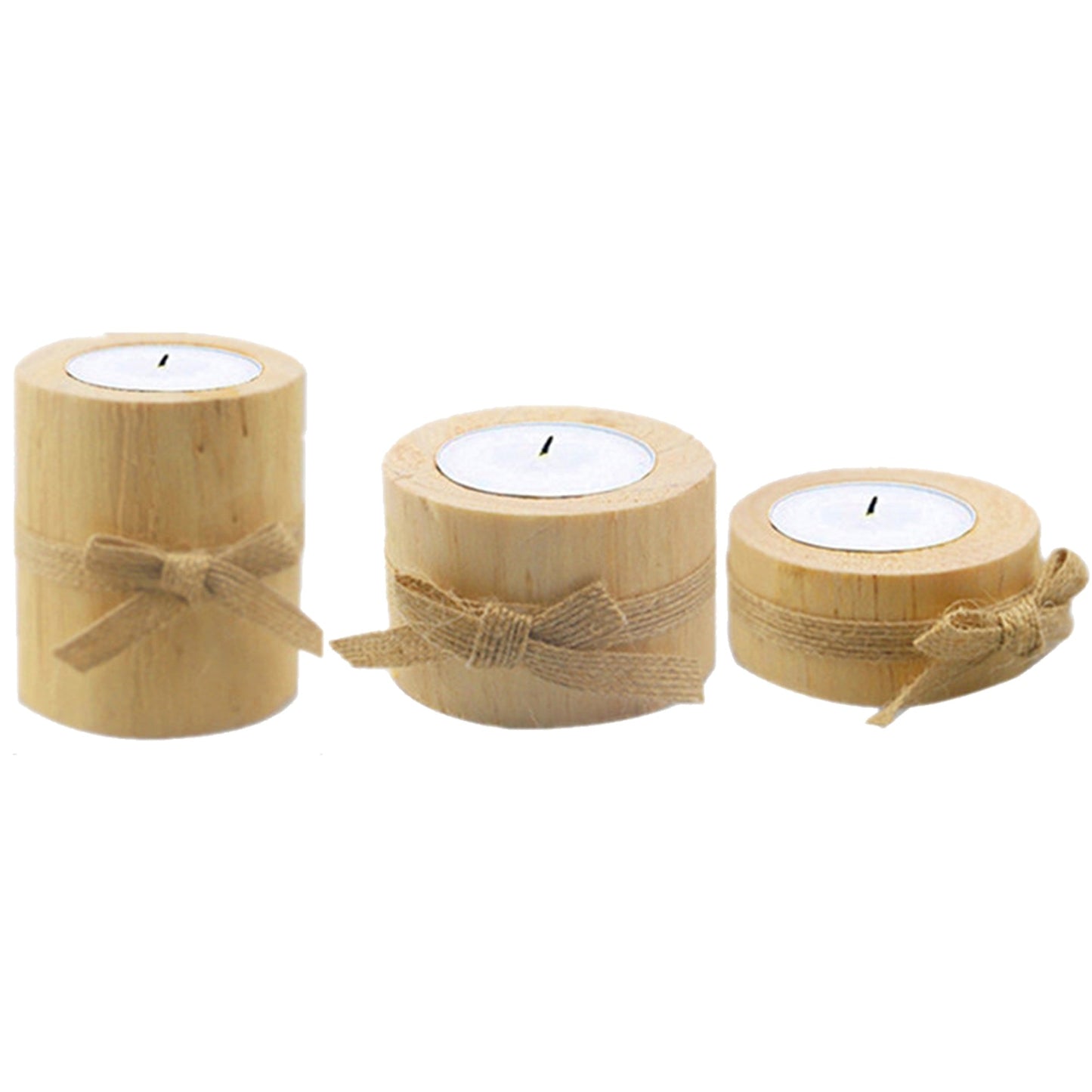 3pcs Pine Wood Rustic Wedding Centerpieces Wood Candlestick for