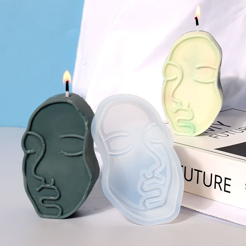 Nordic Design Silicone Candle Mold Handmade Abstract Human Face