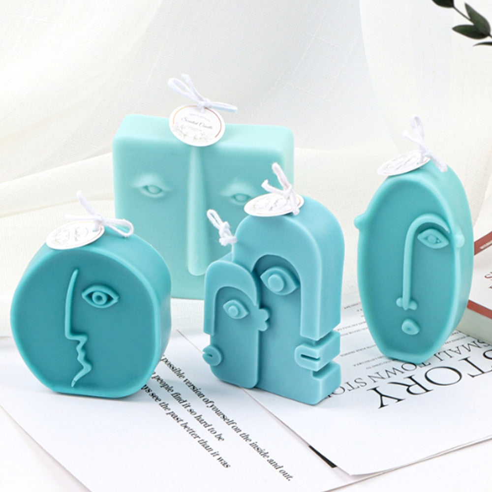 Nordic Design Silicone Candle Mold Handmade Abstract Human Face