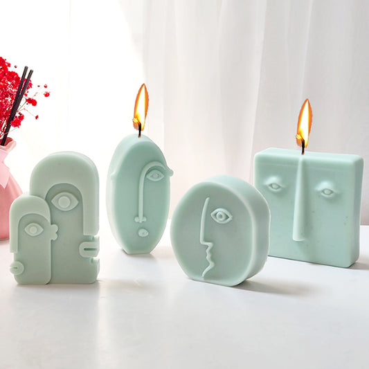 Nordic Design Silicone Candle Mold Handmade Abstract Human Face