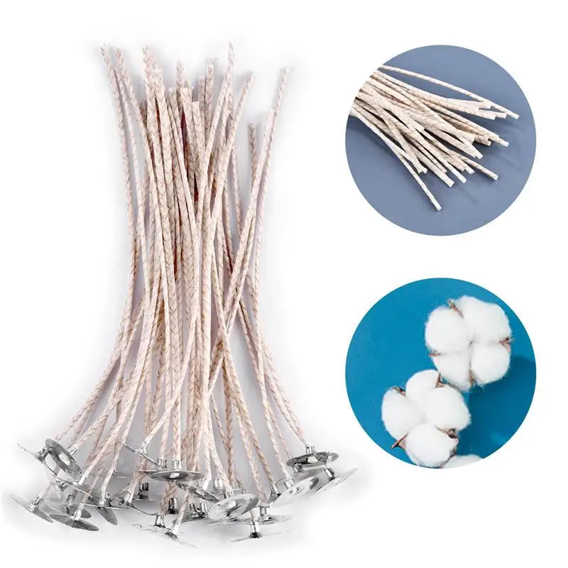 6-20cm 30pcs Smokeless Candle Wick Cotton Soy Wax Wick Large Base